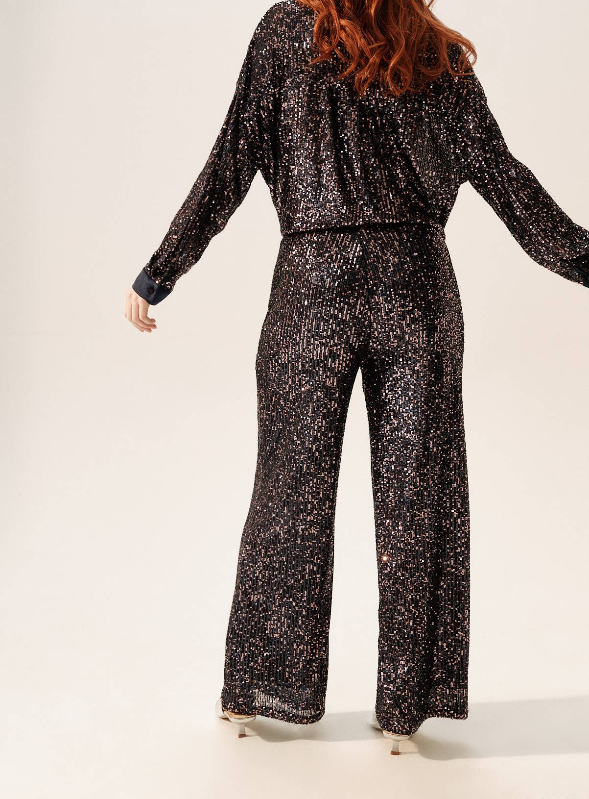 Purple Two-Tone Sequin Wide Leg Co-ord Trousers  8 - Image 4